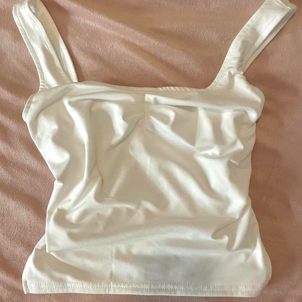 White Square Neck Tank Top
